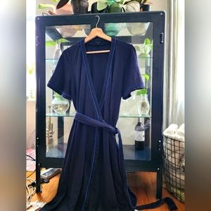 Ann Taylor Navy Blue Wrap Dress with Piping